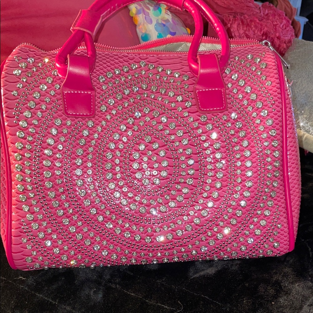 Hot Pink Crystal-Embellished Women’s Satchel